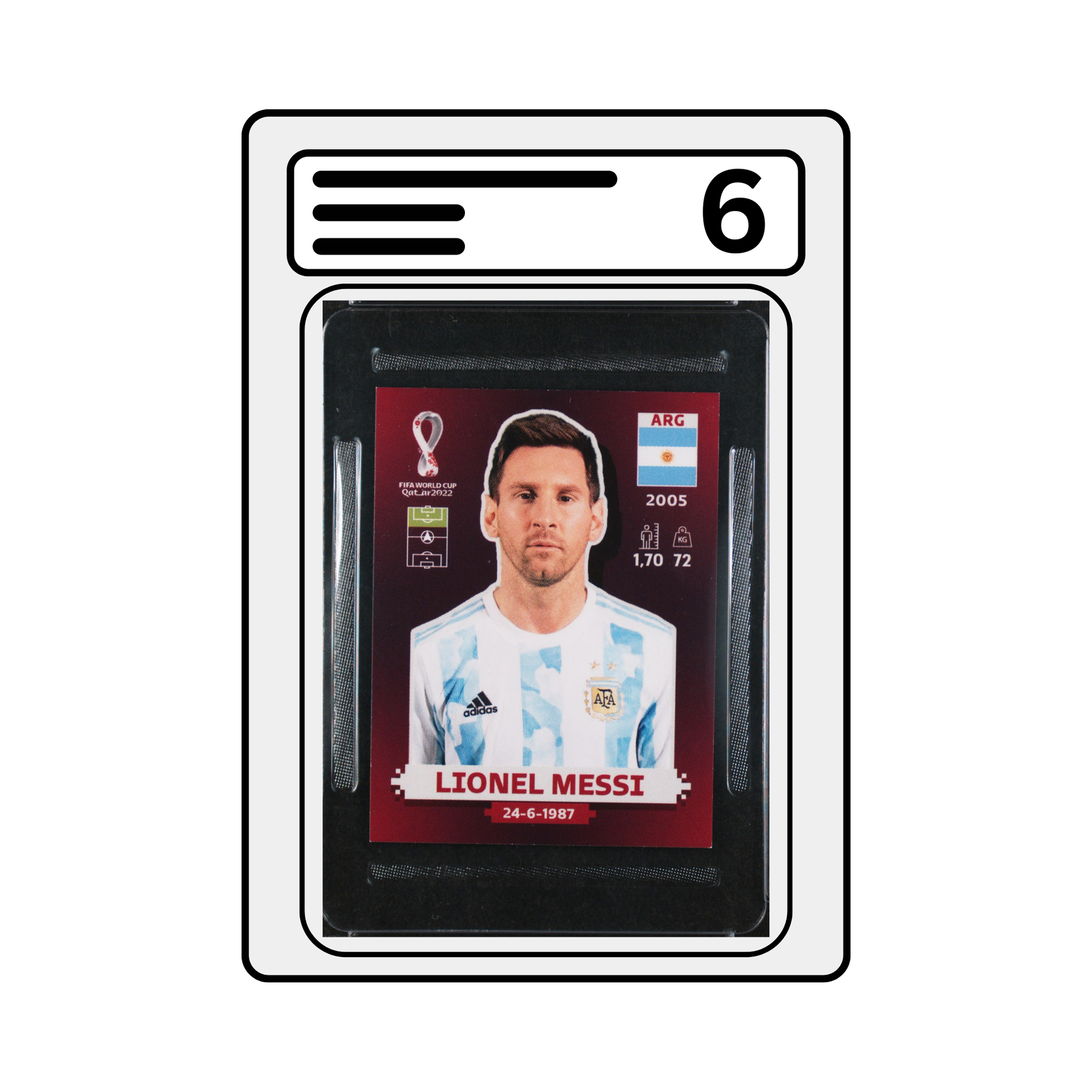 Graded Sticker 2022 Fifa Quatar ARG20 Lionel Messi [Oryx Edition]
