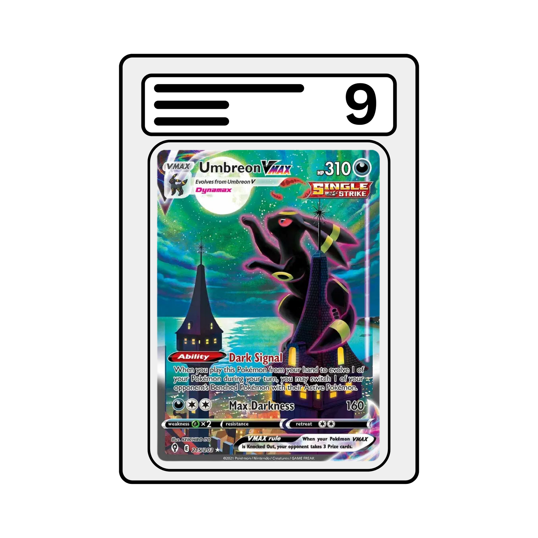Graded Karte Pokemon Evolving Skies 215 Umbreon VMAX
