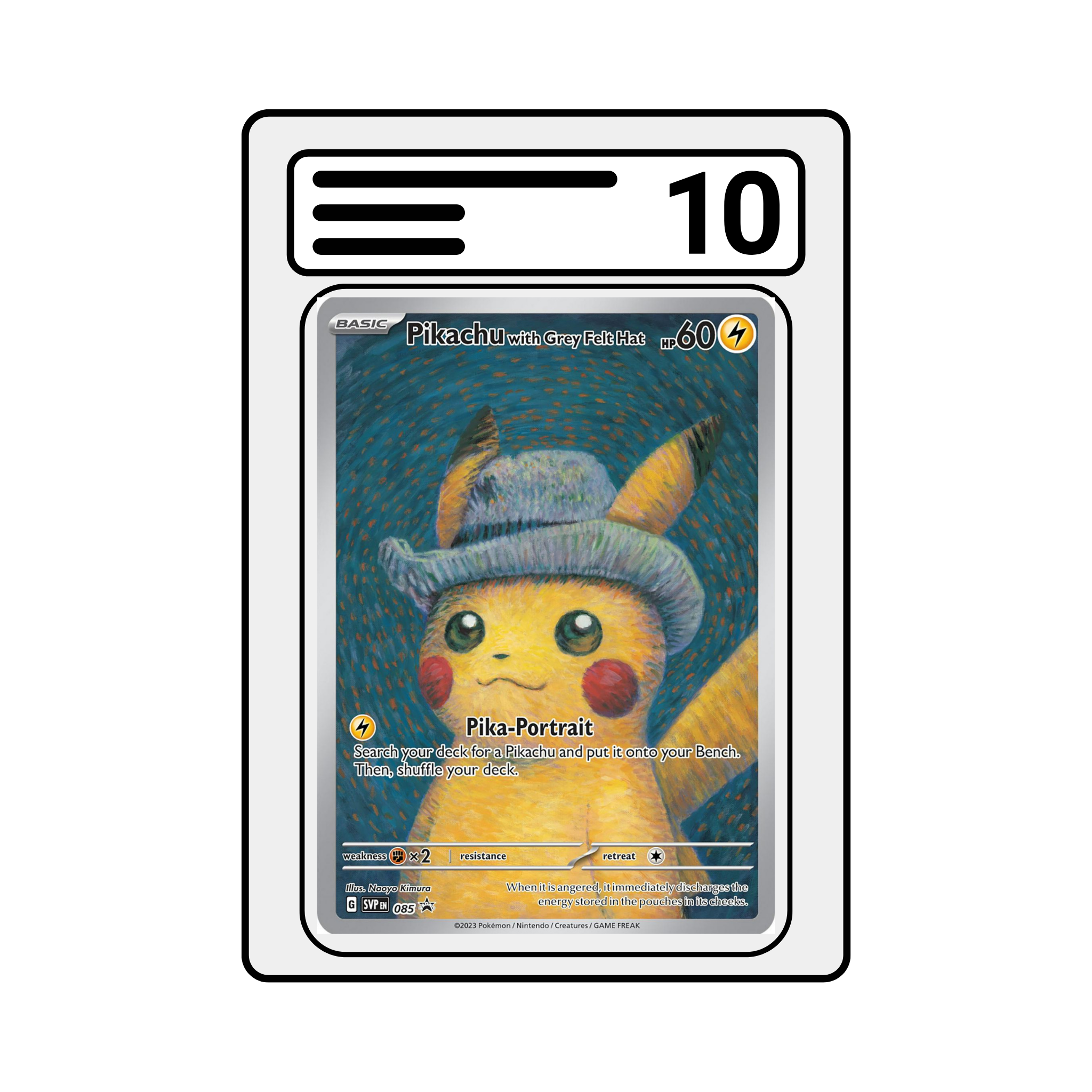 Graded Karte Pokemon SVP 085 Pikachu with Grey Felt Hat