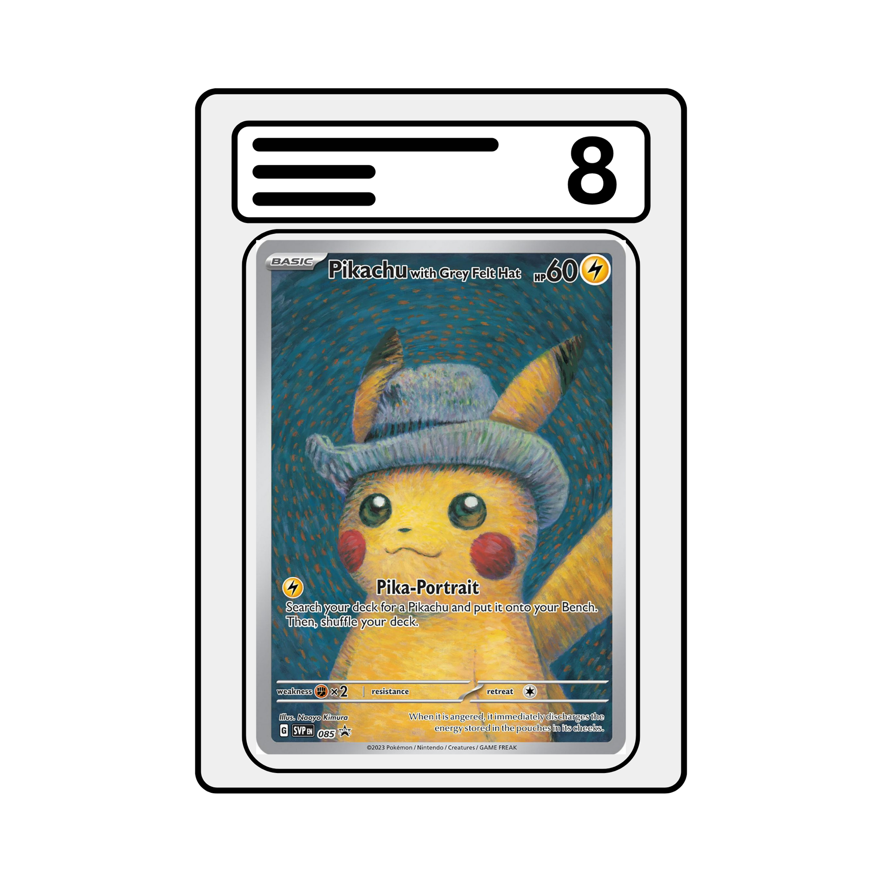 Graded Karte Pokemon SVP 085 Pikachu with Grey Felt Hat