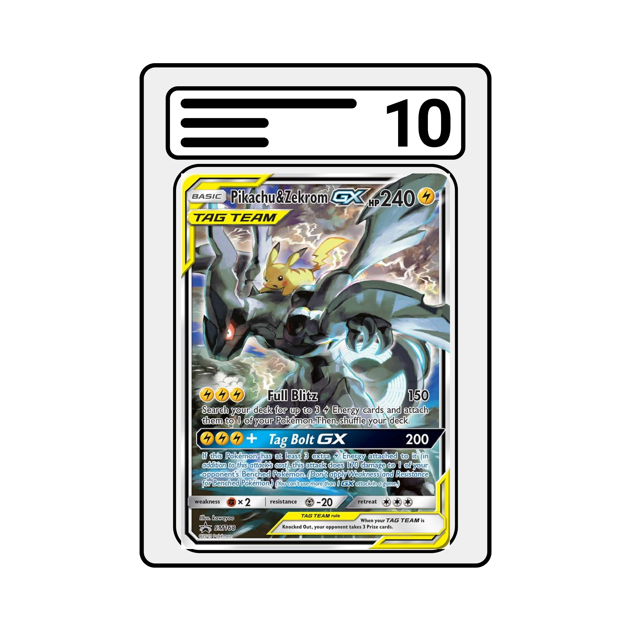 Graded Karte Pokemon  SM Black Star Promos SM168 Pikachu&Zekrom GX