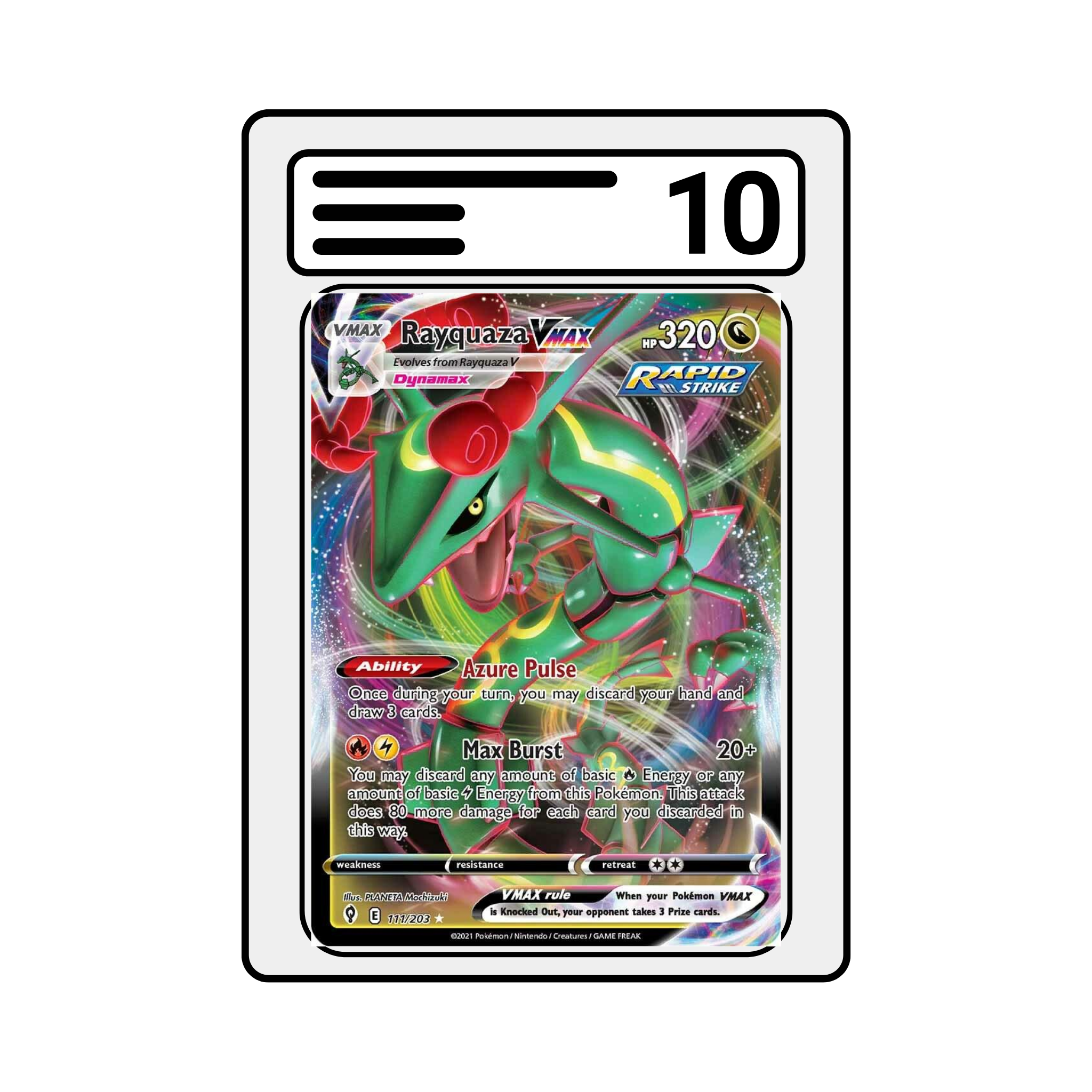 Graded Karte Pokemon Evolving Skies 111 Rayquaza VMAX
